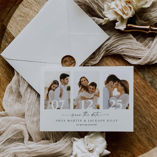 Fyrkantigt foto Spara datum anmälningskort Spara Datumet (Skapare uppladdad)