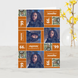 Fyrkantigt foto Studenten-klass - Orangen Bränn Kort