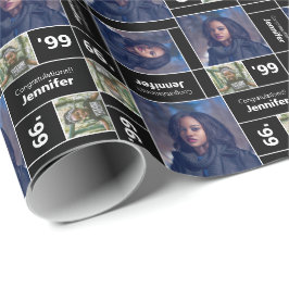 Fyrkantigt foto-Studenten-klassår svart Presentpapper