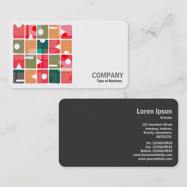 Fyrkantigt foto (v2) - Rektanglar, Abstrakt 120623 Visitkort (Fram/baksida)