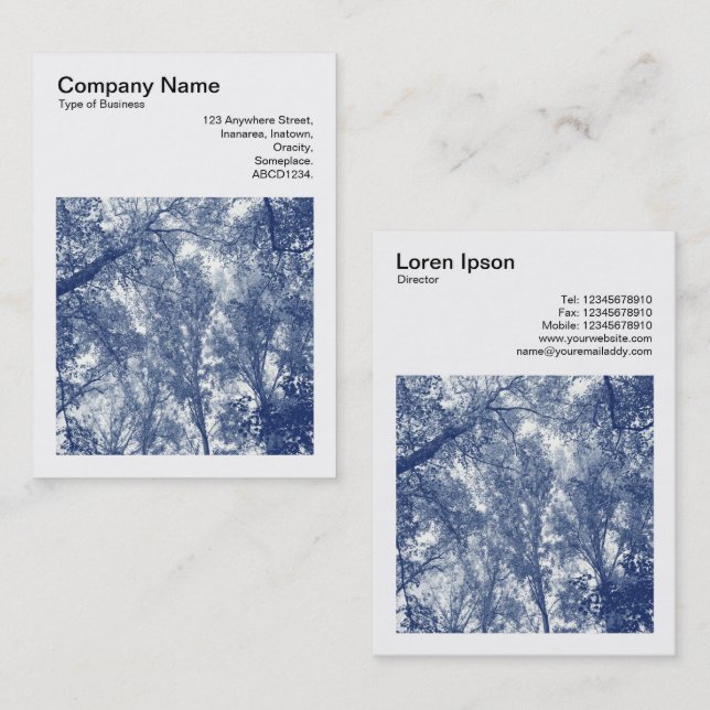 Fyrkantigt foto (v3) - Blåhöst - Cyanotyp Visitkort (Fram/baksida)