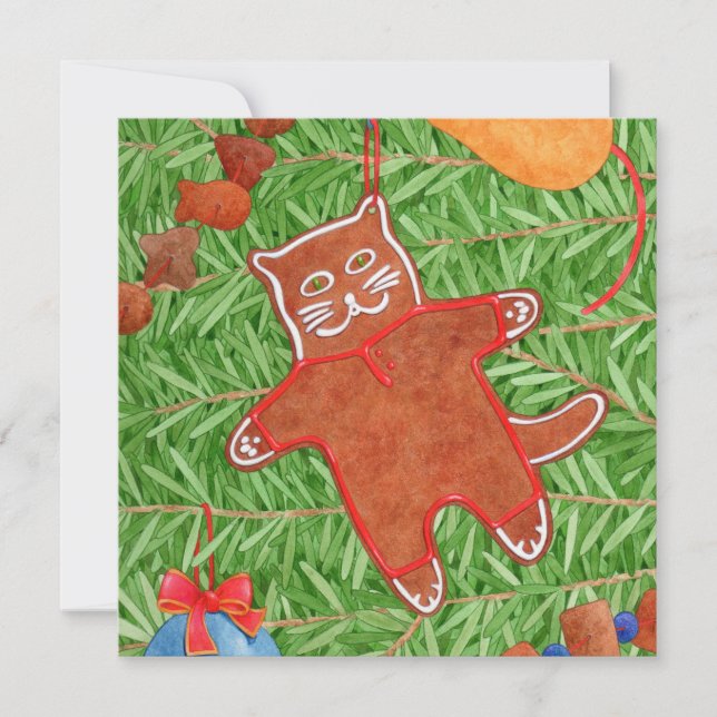 Fyrkantigt GINGERBREAD KATTUNGE-kvadratiskt kort (Framsida)