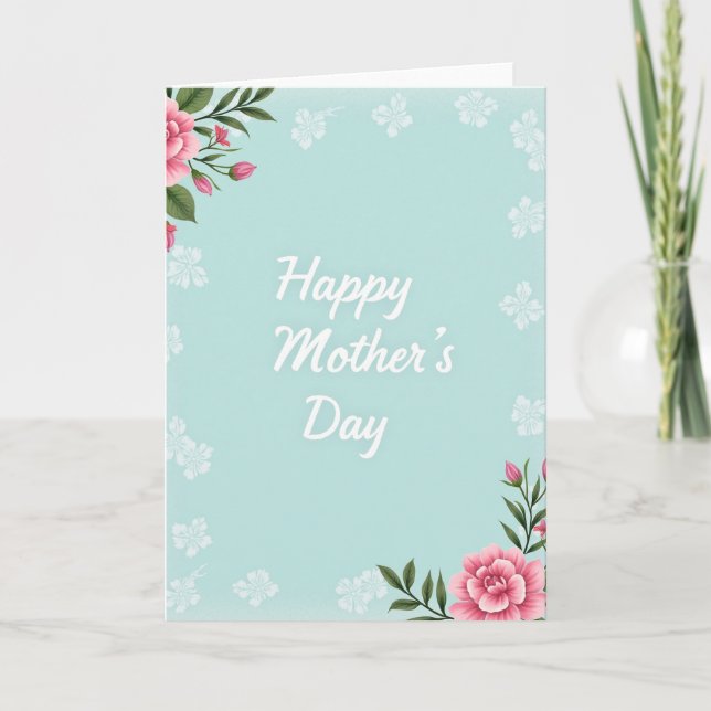 Fyrkantigt Glad mors dag Blommig kort (Framsida)