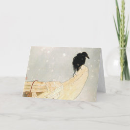 Fyrkantigt JAPANESE-UTSKRIFT AV RAVEN I SNÖ Anteckningskort