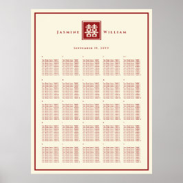 Fyrkantigt logo Dubbel lycka kinesisk bröllopsfest Poster