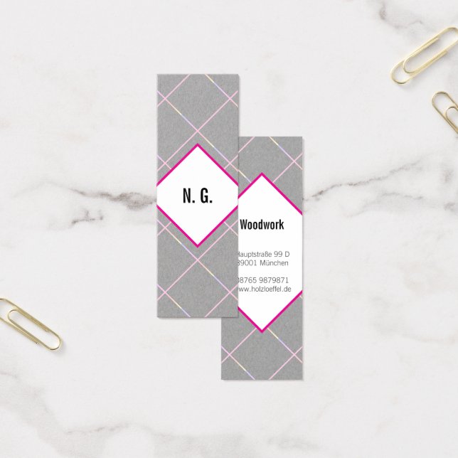 Fyrkantigt mönster rosa svart litet visitkort (Kontor)