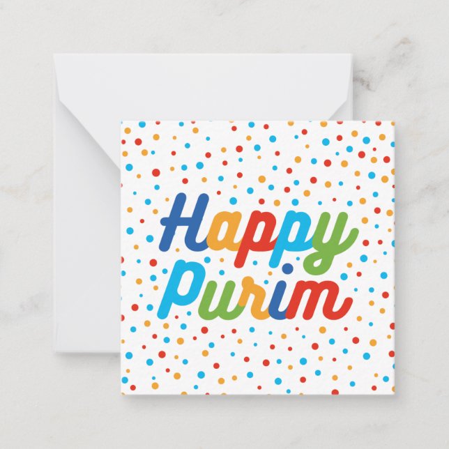 Fyrkantigt Platt Purim Högtids Kort (Framsida)
