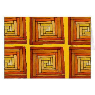 fyrkantigt retro art deco brunt mönster hälsningskort