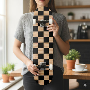 Fyrkantigt schackrutigt skateboarddäck mönsterdesi mini skateboard bräda 18,5 cm