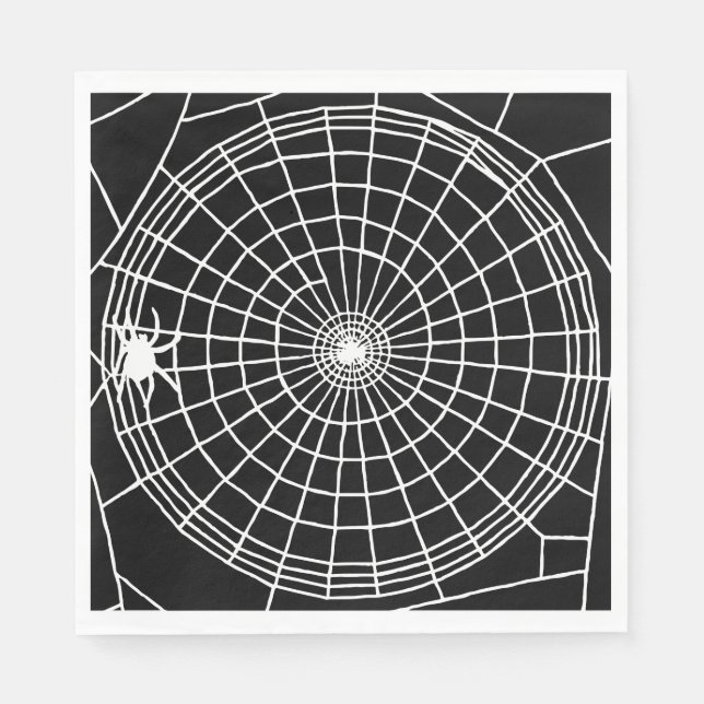 Fyrkantigt Spindelnät, Scary Halloween-design Pappersservett (Framsidan)