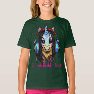 Fyrkantshuvud Emo Viking Enhörning – Mörk Rock Fan T Shirt