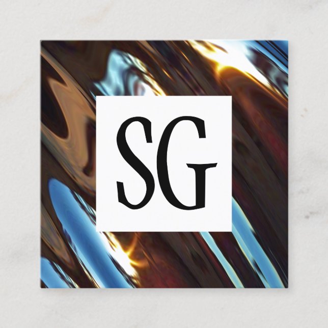 Fyrkantspanel - Initialer - Metallisk Abstrakt Fyrkantigt Visitkort (Framsida)