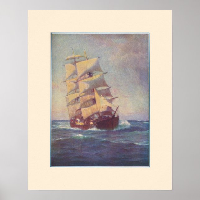 Fyrkantsriggad fartygsaffisch poster (Framsidan)
