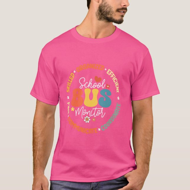 Fyrkantutvärdering av Groovy School Buss Monitor D T Shirt (Framsida)