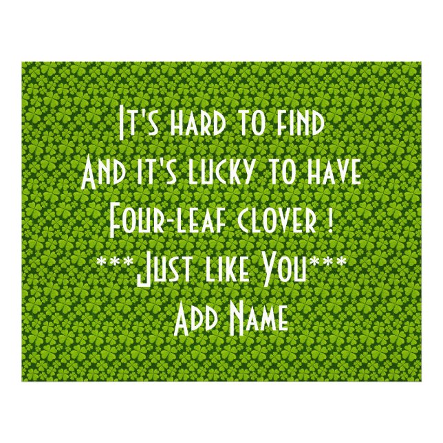 Fyrklöver Blommigt för elegant Fototryck (Framsidan)