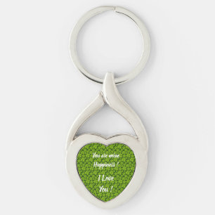 Fyrklöver Blommigt för elegant Twisted Heart Silverfärgad Nyckelring