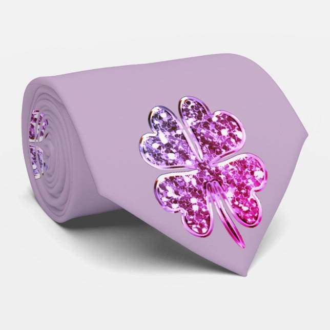 Fyrklöver Bra Modern Bleks Lila Rosa Slips (Rullad)