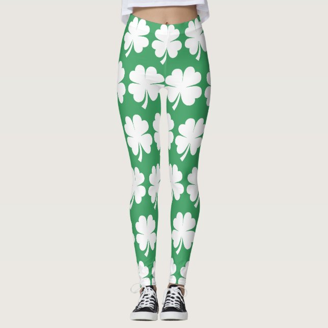 Fyrklöver Lycklig Klöver Saint Patrick's Day Leggings (Framsida)