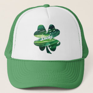 Fyrklöver Lyckligt Vattenfärg Shamrock Grafik Keps