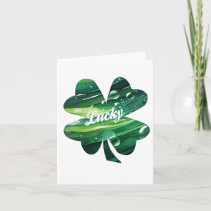 Fyrklöver Lyckligt Vattenfärg Shamrock Grafisk Kort