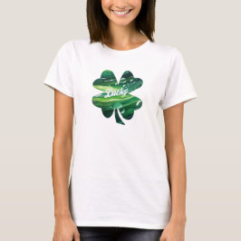 Fyrklöver Lyckligt Vattenfärg Shamrock Grafisk T Shirt