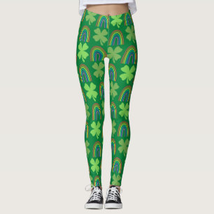 Fyrklöver med Rainbows Mönster Leggings
