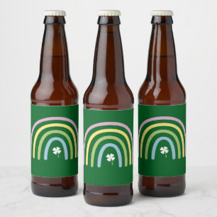 Fyrklöver Regnbåge St Patrick's Day  Ölflaska Etikett