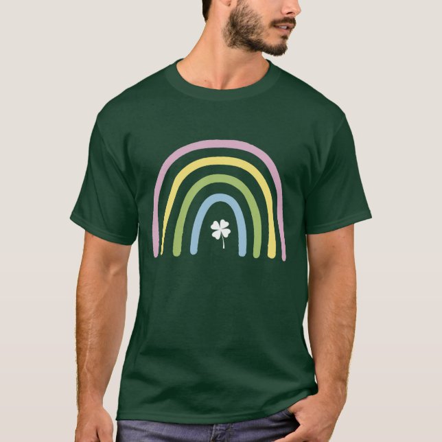 Fyrklöver regnbåge St patrick's day T Shirt (Framsida)