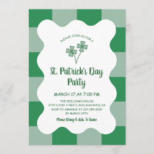 Fyrklöver Rutig St Patrick's Day Inbjudningar