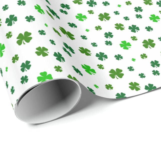 Fyrklöver Shamrock Irländskt Presentpapper (Rullad Hörn)