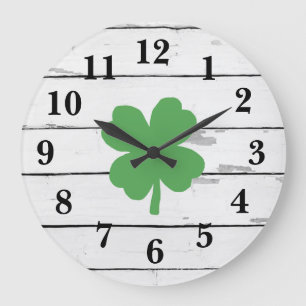 Fyrklöver Shiplap Shamrock Large Clock Stor Klocka