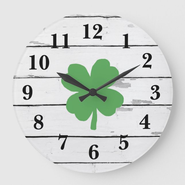Fyrklöver Shiplap Shamrock Large Clock Stor Klocka (Framsida)