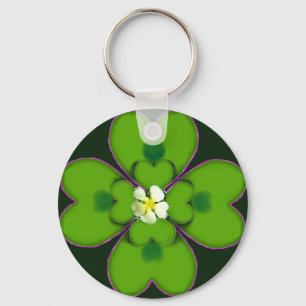 Fyrklöver St Patrick irländsk blommaliten pastej Nyckelring