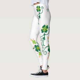 Fyrklöver Stick Dam med blommor Leggings