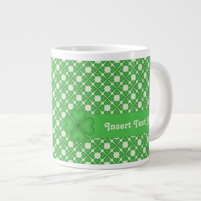 Fyrklöverhjärtmönster Anpassningsbart Jumbo Mugg (Framsida höger)