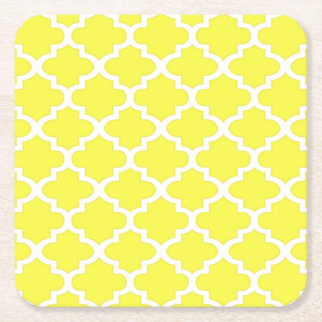 Fyrklövermönster i Citrongul Underlägg Papper Kvadrat (Framsidan)