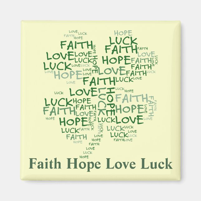Fyrklövert: Hope, Faith, Kärlek, Tur Magnet (Framsidan)