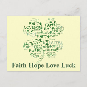 Fyrklövert: Hope, Faith, Kärlek, Tur Vykort