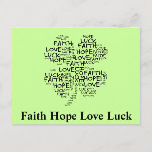 Fyrklövert: Hope, Faith, Kärlek, Tur Vykort