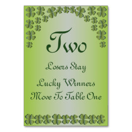 Fyrklövert Lucky Irish Bord Card #2 Bordsnummer