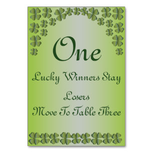 Fyrklövert Lucky Irish Bord Card Bordsnummer