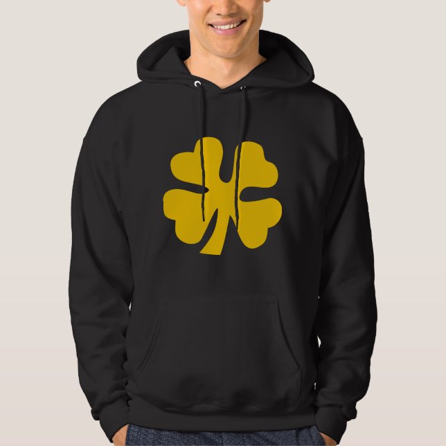 Fyrklövert - orangegult hoodie (Framsida)