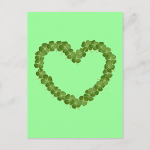 Fyrklövert Shamrock Heart Vykort