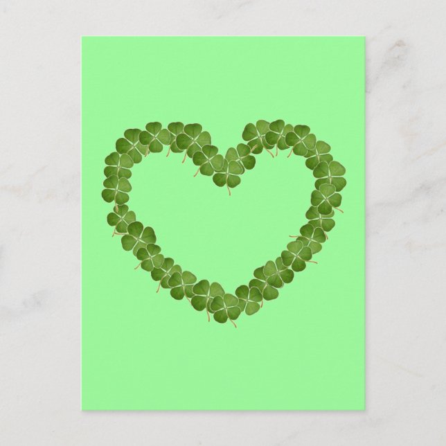 Fyrklövert Shamrock Heart Vykort (Framsida)