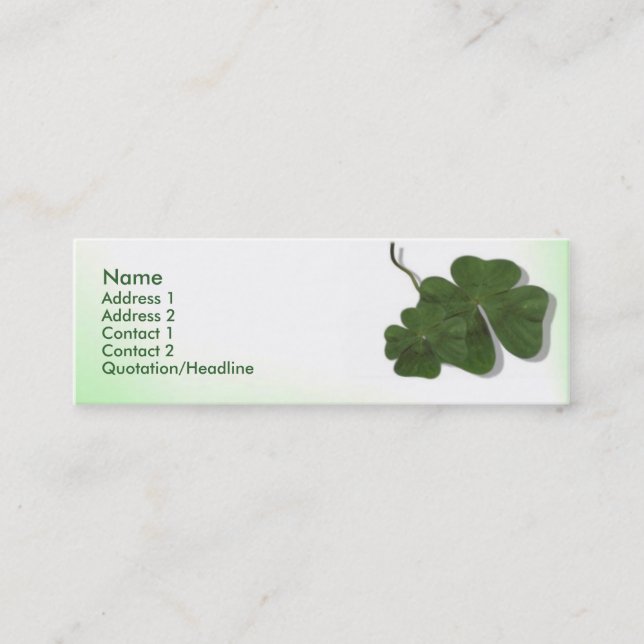 Fyrklövert (Shamrock) profilkort Mini Visitkort (Framsida)