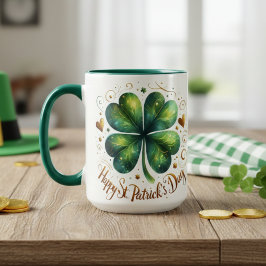 Fyrklövra Grönten och Guld St patrick's day Mugg