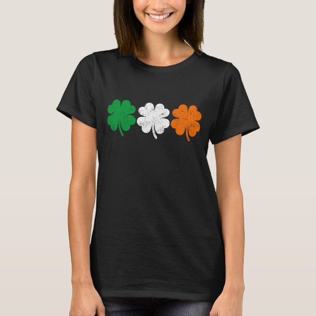 Fyrklövra irländska Flagga T Shirt (Framsida)