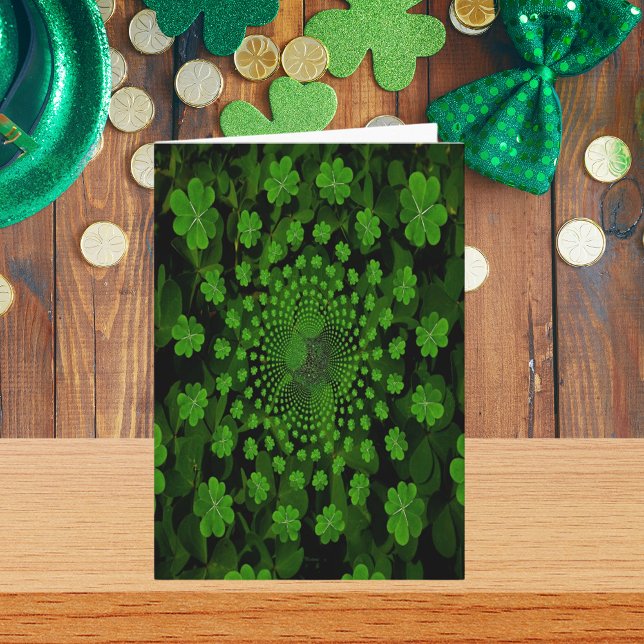 fyrklövra Kaleidoskop Kort (Four Leaf Clover Kaleidoscope St Patrick's Day Card)