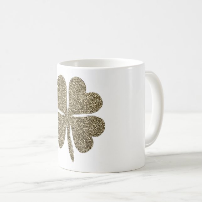 Fyrklövra Lycka till-symbolen Guld och vit Kaffemugg (Framsida höger)