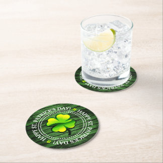 Fyrklövra Lycklig St. Patrick Day Underlägg Papper Rund